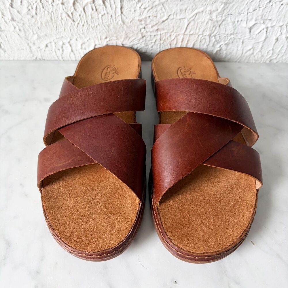 Chaco Wayfarer Slide Sandals Women’s Size 8 Brown Toffee Leather Slip On